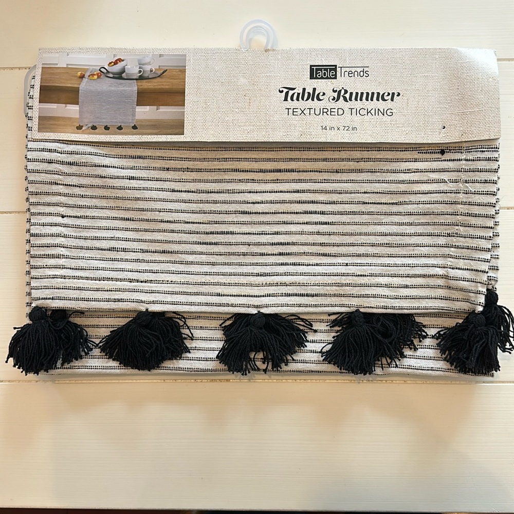 🌲 textured ticking table runner 14x72 inch